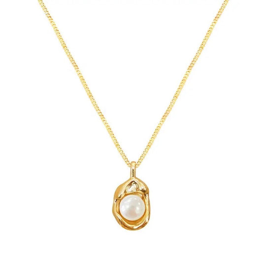 gold pearl necklace sterling silver