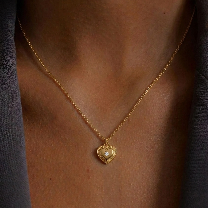 gold heart necklace from stainless steel