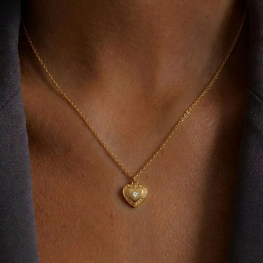 gold heart necklace from stainless steel